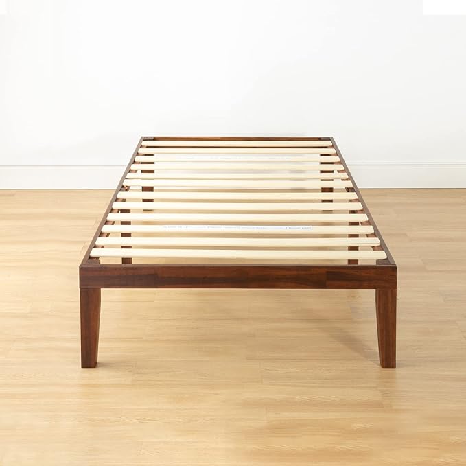 Mellow Naturalista Classic 16 Inch Solid Wood Platform Bed with Wooden Slats, Espresso, Twin