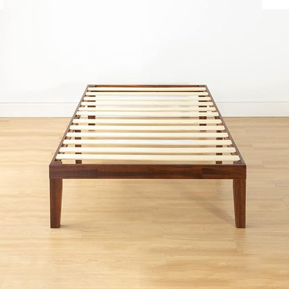 Mellow Naturalista Classic 16 Inch Solid Wood Platform Bed with Wooden Slats, Espresso, Twin