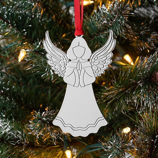 THINGS REMEMBERED Personalized Silver Tone Angel Christmas Ornament (Free Customization)