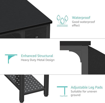 Lufeiya Gaming Desk with Fabric Drawers, 47 Inch Computer Desk for Home Office, Modern Simple Study Writing Table PC Desks for Bedroom, Black