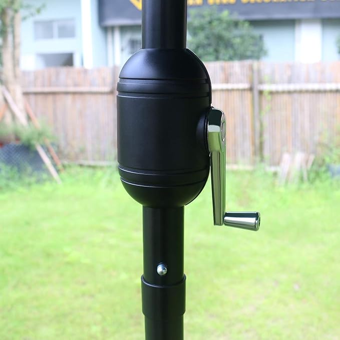 Sunnyglade 7.5' Patio Umbrella Outdoor Table Market Umbrella with Push Button Tilt/Crank, 6 Ribs (Dark Green)