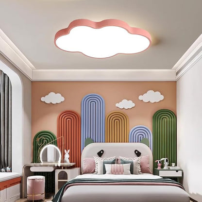 Ceiling Light Pink 26" 54w Close to Ceiling Light Fixtures with Remote Cloud Shaped ;Led Ceiling Lamp Flush Mount Ceiling Lighting Fixture for Kids Bedroom/Kindergarten/Hallway/Balcony