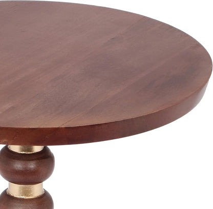 Christopher Knight Home Tatian Wood End Table, Indoor Round Side Table, Small Drink Table, Modern Accent End Table Coffee Table with Solid Wood Leg for Living Room Bedroom or Small Spaces, Honey+Gold