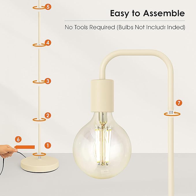 BoostArea Kahki Floor Lamp 63 inch, Modern Cute Floor Lamp, Metal Standing Lamp, E26 Socket, On/Off Footswitch, ETL Listed, Tall Thin Skinny Cool Kids Lamp for Living Room, Bedroom Decor, Minimalist