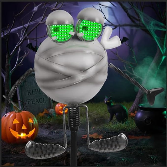 Halloween Pathway Lights 38.2" with Realistic Eye Movement, Mummy Halloween Lawn Stakes for Cute Outdoor Decorations with Solar Eyeball Lights