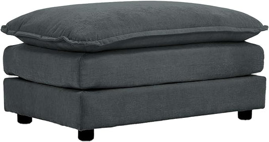 SoarFlash Chenille Sectional Sofa Ottoman,Grey