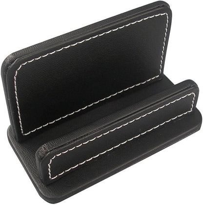 KINGFOM 3PCS/SET Desk Organizers and Accessories, Pu Leather Office Supplies Organization Set with Tissue Holder, Pencil Holder and Business Name Cards Stand Black