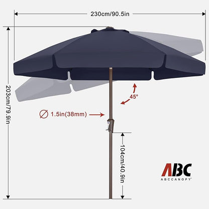 ABCCANOPY 7.5ft Scalloped Patio Umbrella, Outdoor Table Umbrella with Tilt and Crank, Fiberglass Ribs Deck Umbrella for Patio, Pool, Garden, Picnic (Navy Blue)