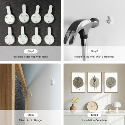 HOURIA Sage Green Leaves Framed Canvas Wall Art Set,Minimalism Boho Leaf Wall Decor, Modern Nature Botanical Wall Painting,Mid Century Plant Art Prints for Living Room,Bedroom,Farmhouse-16 x24 x3