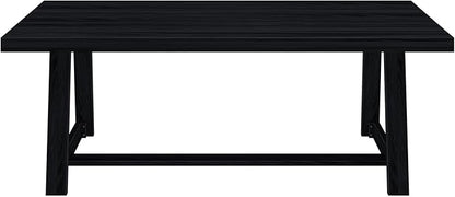 Plank+Beam 84 Inch Farmhouse Dining Table, Solid Wood Rustic Kitchen Table, Large Wooden Rectangular Dinner Table for Dining Room, Home Office, Living Room Furniture, Easy Assembly, Black Wirebrush