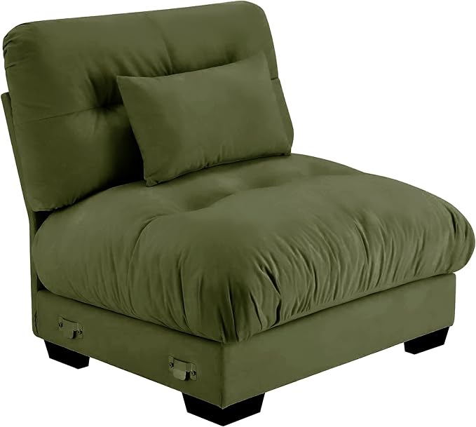SoarFlash Velvet Sectional Middle Position Sofa, Green