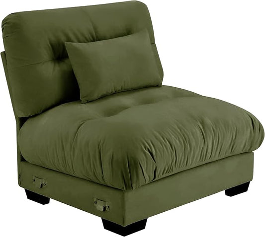 SoarFlash Velvet Sectional Middle Position Sofa, Green