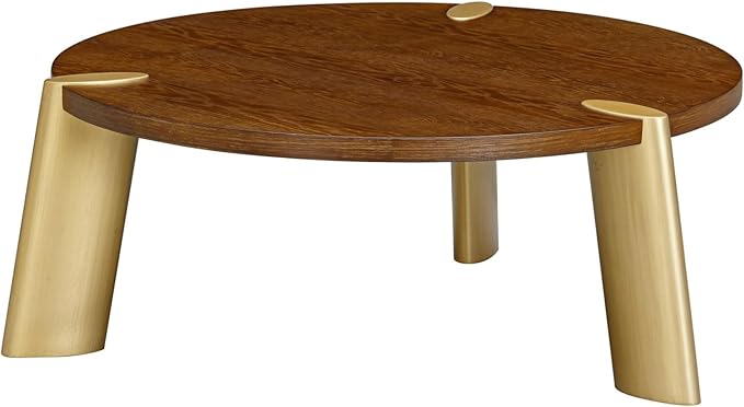 NTC 40 Inch Tribase Boho Wooden Round Coffee Table for Living & Dining Rooms – Waterproof & Heat Resistant, Dark Walnut