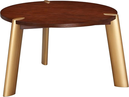 NTC Tribase 47 Inch Modern Design, Round Dinner Table for Dining Room, Living Room Furniture, Effortless Assembly, Dark Walnut