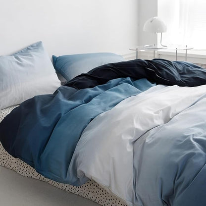 CLOTHKNOW Blue White Twin/Twin XL Comforter Set Blue Gradient Bedding Comforter Sets with 2 x Pillowcases Soft All Season Comforter