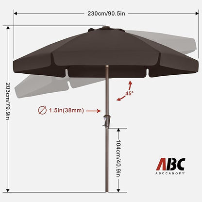 ABCCANOPY 7.5ft Scalloped Patio Umbrella, Outdoor Table Umbrella with Tilt and Crank, Fiberglass Ribs Deck Umbrella for Patio, Pool, Garden, Picnic (Brown)