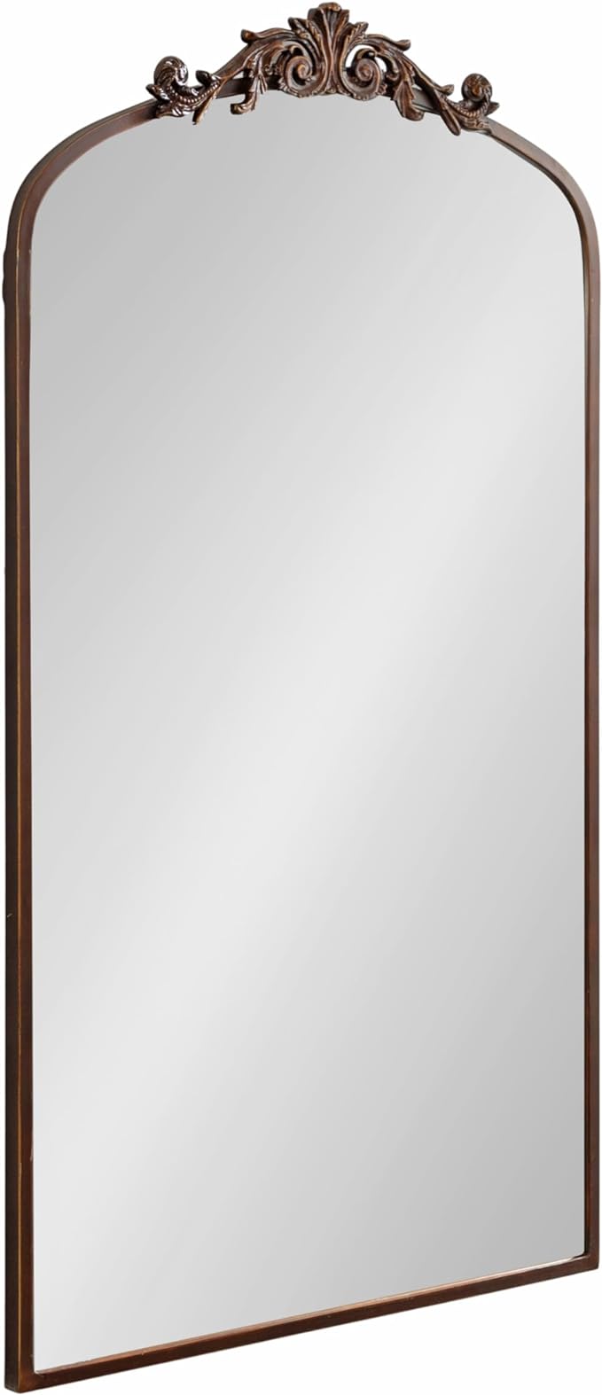 Kate and Laurel Arendahl Glam Arched Tall Panel Mirror; 24 x 42; Bronze; Traditional Baroque Large Body Wall Mirror with Ornate Garland Inspired Crown