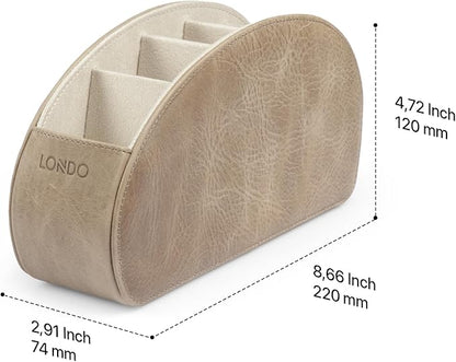 Londo Remote Control Holder with 5 Pockets - Store DVD, Blu-Ray, TV, Roku or Apple TV Remotes - Italian Genuine Leather with Suede Lining - Slim, Compact Living or Bedroom Storage