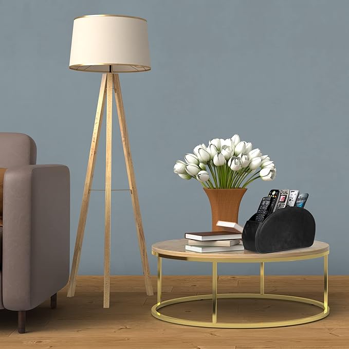 Londo Remote Control Holder with 5 Pockets - Store DVD, Blu-Ray, TV, Roku or Apple TV Remotes - Italian Genuine Leather with Suede Lining - Slim, Compact Living or Bedroom Storage