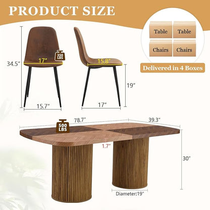 Large Dining Table Set for 8-79" Rectangular Dining Table Set for 8 with Cushioned Chairs,Modern Mid-Century Wood Kitchen Tables Set for 8 Ideal for Kitchen & Gatherings