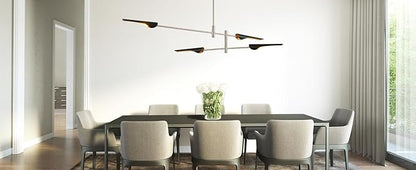 59" Industrial Pendant Light Contemporary Farmhouse Chandelier with Brushed Nickel Finish Modern Pendant Lighting Fixture for Dining Room Living Room Kitchen Island Bedroom, UL Listed