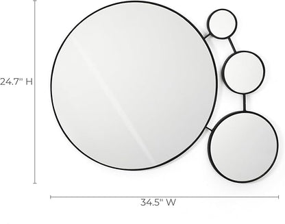 LuxenHome 34.5"x24.5" Circles Wall Mirror, Black Metal Frame Iron Loops Round Decorative Wall Decor, Modern Accent Mirror for Vanity Living Room Bedroom Bathroom Entryway Corner