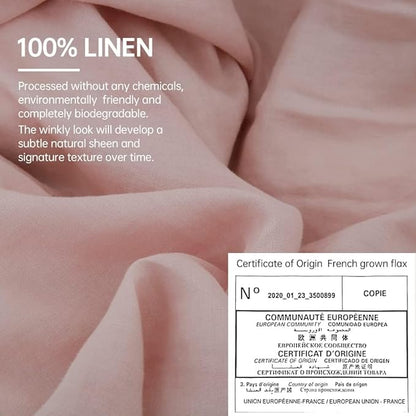 Simple&Opulence 100% Linen Duvet Cover Set, Natural French Flax Blush Pink Duvet Cover Twin Size, Breathable Soft Comfy Linen Bedding Comforter Cover with 1 Pillowcase(Blush Pink, 68"x86")
