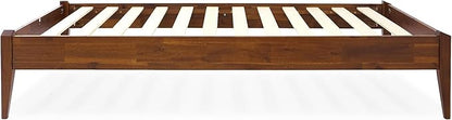 Bme Dinkee 15" Solid Wood Platform Bed Frame Without Headboard - Japanese Joinery Bed Frame - Modern & Minimalist Style - Wood Slat Support - Easy Assembly - No Box Spring Needed - Chocolate, Twin