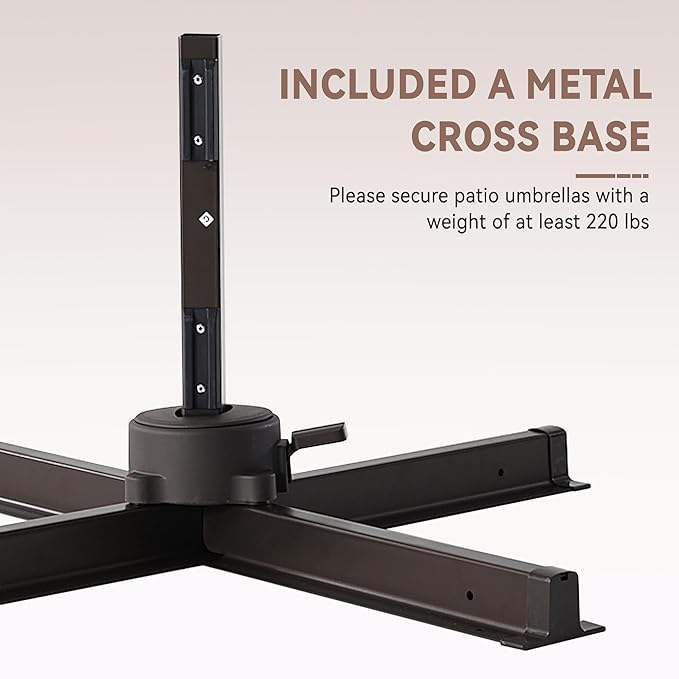 10' X 10' Cantilever Patio Umbrella Outdoor Heavy Duty Double Top Windproof Square Offset Umbrellas with 360-degree Rotation for Pool Deck Backyard, Brown