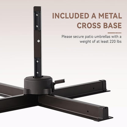 10' X 10' Cantilever Patio Umbrella Outdoor Heavy Duty Double Top Windproof Square Offset Umbrellas with 360-degree Rotation for Pool Deck Backyard, Brown