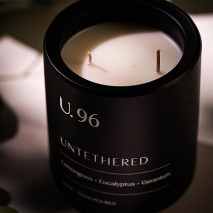 U.96 Luxury Scented Candle – Lemongrass, Eucalyptus & Amber | Hand-Poured in USA w/ 100% Natural Coconut & Apricot Wax | Double Wick, Long-Lasting Aromatherapy Candle for Home, Gift, & Rest (12.5 oz)