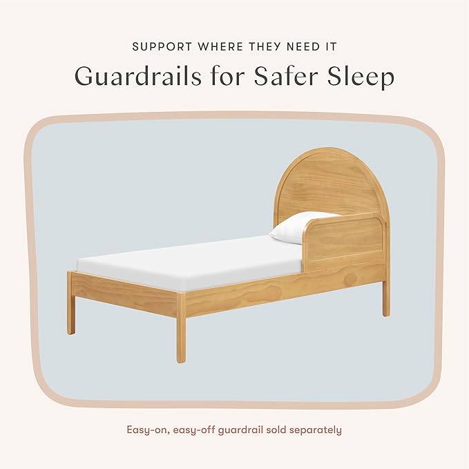 Babyletto Bondi Twin Bed for Kids - GREENGUARD Gold Certified - Twin Bed Frames with Arched Headboard - Universal Mattress Fit - No Box Spring Needed, Perfect for Boys/Girls Room & Guest Rooms, Honey