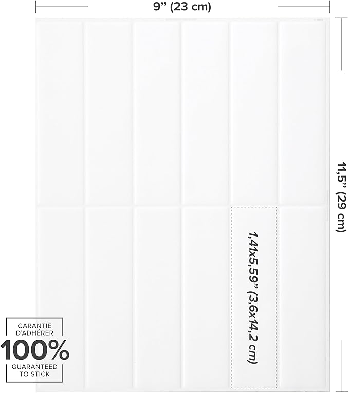 SMART TILES Peel and Stick Backsplash - 5 Sheets of 11.43" x 9" - 3D Adhesive Peel and Stick Tile Backsplash for Kitchen, Bathroom, Wall Tile