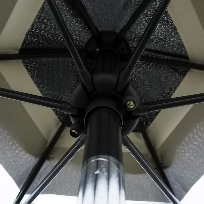 Sunnyglade 7.5' Patio Umbrella Outdoor Table Market Umbrella with Push Button Tilt/Crank, 6 Ribs (Black and White)