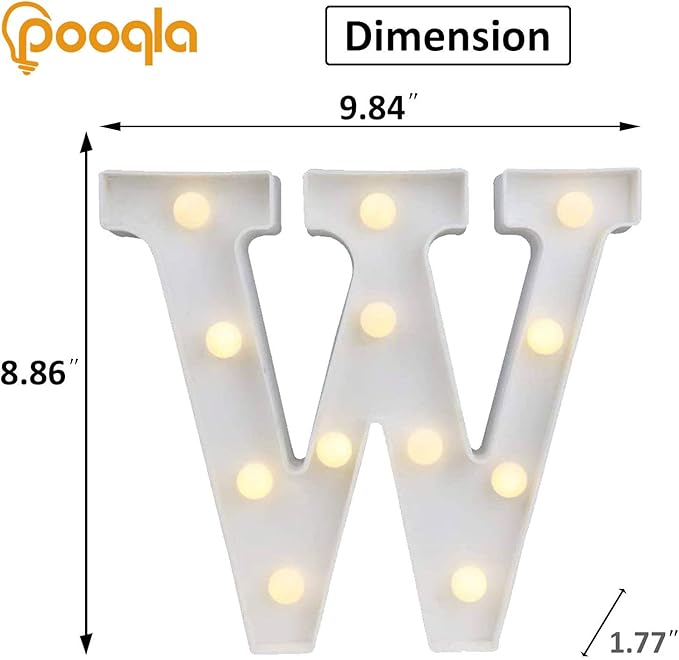 Pooqla LED Marquee Letter Lights Sign, Light Up Alphabet Letter for Home Party Wedding Decoration W