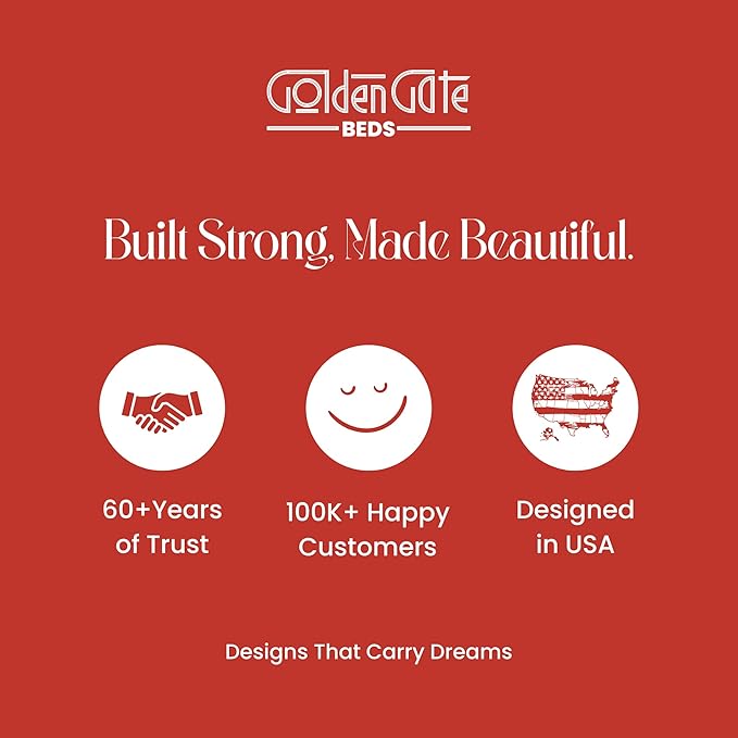 Golden Gate Beds Victorian Style Metal Platform Bed Frame with Antique Wrought Iron-Art Headboard and Footboard, Classic Cama Steel Mattress Foundation, No Box Spring Needed, Queen Size, Black Finish