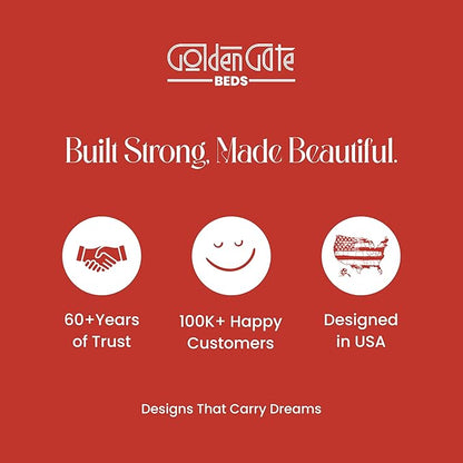 Golden Gate Beds Victorian Style Metal Platform Bed Frame with Antique Wrought Iron-Art Headboard and Footboard, Classic Cama Steel Mattress Foundation, No Box Spring Needed, Queen Size, Black Finish