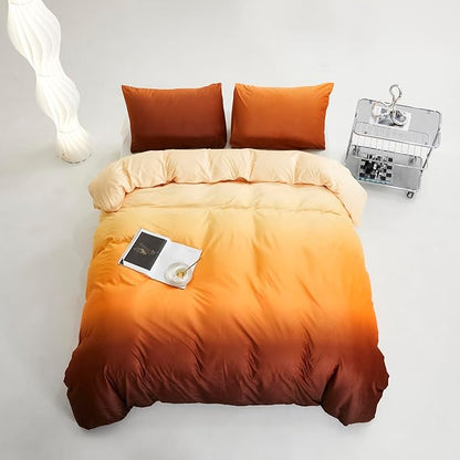 CLOTHKNOW Dark Orange Yellow Fluffy California King Comforter Set Vlevet Bedding Comforter Sets Dark Yellow Comforters with 2 x Pillow Cases