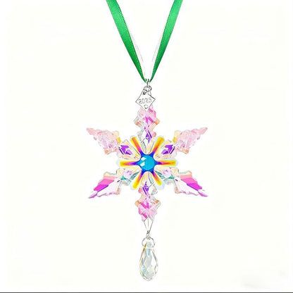 2025 Annual Christmas Ornaments Crystal Snowflake Star - Christmas Tree Ornaments Pendant Sun Catcher Home Hanging Decor (2025 Colored Crystal 2 Layers)