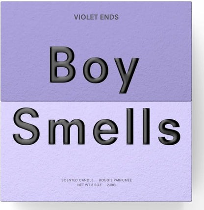 Boy Smells Violet Ends Candle - 8.5 oz - Aromatic Candle for Home with Rhubarb, Violet and Smoked Papyrus - Up to 50-Hour Burn - Cotton Wick