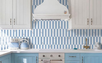 Vamos Tile Peel and Stick Backsplash Seamless Tile,10-Sheets Stick on Backsplash for Kitchen and Bathroom,Light Blue and Statury White PVC Self Adhesive Mosaic Tiles