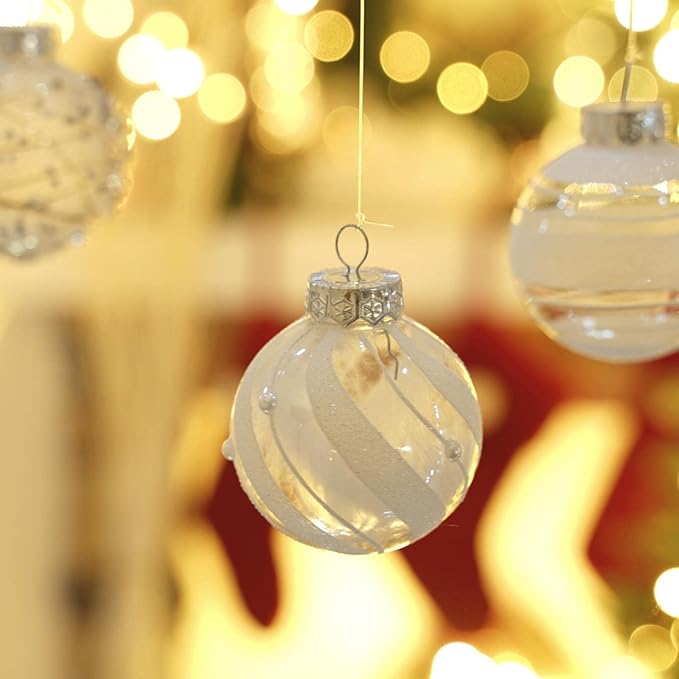XmasExp Christmas Ball Ornaments Set, Shatterproof Christmastree Decorations,12ct Large Plastic Hanging Ornaments 70mm/2.76",Snow White