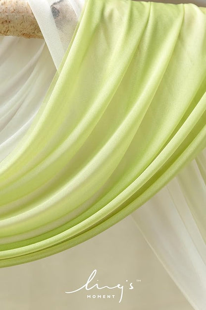 Ling's moment Wedding Arch Flowers Kit Pack of 4, 2pcs Hanging Artificial Flower Arrangements 2pcs Chiffon Drapes, Spring Ceremony Reception Fake Rose Arbor Backdrop Floral Outdoor Decor, White Green