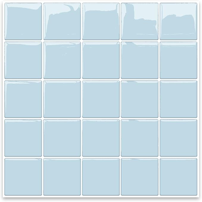 Alwayspon 10 Sheets 10"x10" Blue 3D Vinyl Backsplash Tiles, Self-Adhesive Peel and Stick Wall Tile Stickers Stick on Subway Tiles for Kitchen Bathroom Wall