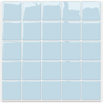 Alwayspon 10 Sheets 10"x10" Blue 3D Vinyl Backsplash Tiles, Self-Adhesive Peel and Stick Wall Tile Stickers Stick on Subway Tiles for Kitchen Bathroom Wall