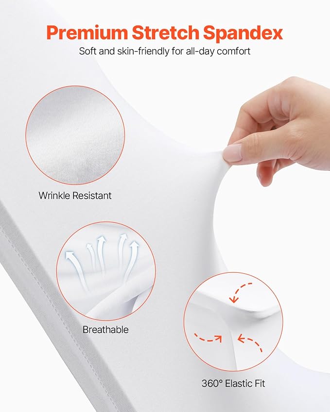 VEVOR White Stretch Spandex Chair Covers - 12 PCS, Folding Kitchen Chairs Cover, Universal Washable Slipcovers Protector, Removable Chair Seat Covers, for Wedding Party Dining Room Banquet Event