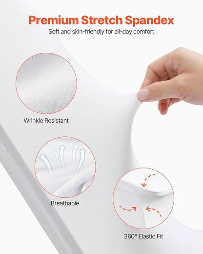 VEVOR White Stretch Spandex Chair Covers - 12 PCS, Folding Kitchen Chairs Cover, Universal Washable Slipcovers Protector, Removable Chair Seat Covers, for Wedding Party Dining Room Banquet Event