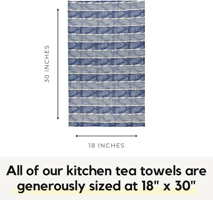 Modern Style Premium Kitchen Tea Towel Super Absorbent Fast Drying Microfiber Denim Waves