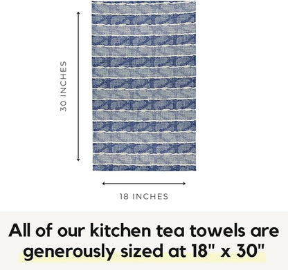Modern Style Premium Kitchen Tea Towel Super Absorbent Fast Drying Microfiber Denim Waves