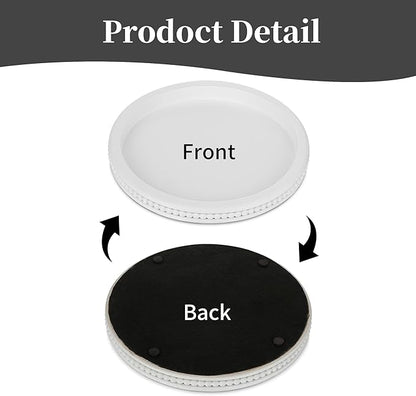 Hanobe Decorative Tray: White Beaded Round Serving Tray Modern Farmhouse Wooden Circle Centerpiece Tray Decor for Home Living Dining Room Kitchen Counter Bathroom